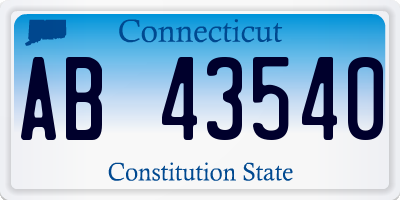 CT license plate AB43540