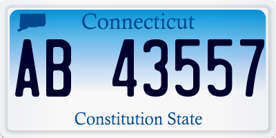 CT license plate AB43557