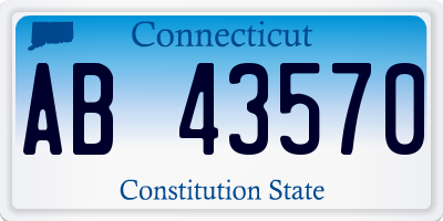 CT license plate AB43570