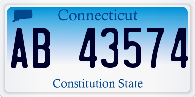 CT license plate AB43574