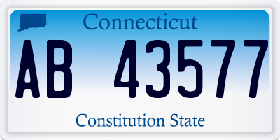 CT license plate AB43577