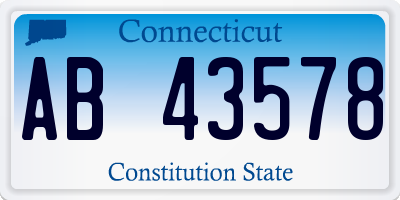 CT license plate AB43578