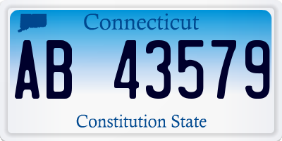 CT license plate AB43579