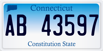 CT license plate AB43597