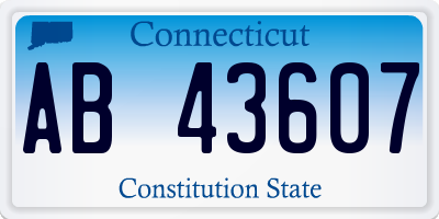 CT license plate AB43607