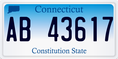 CT license plate AB43617