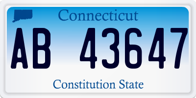 CT license plate AB43647