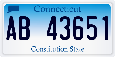 CT license plate AB43651