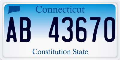 CT license plate AB43670