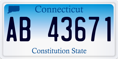 CT license plate AB43671