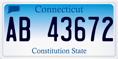 CT license plate AB43672