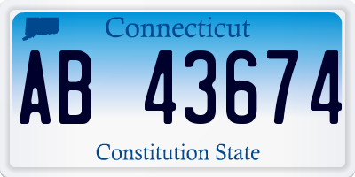 CT license plate AB43674