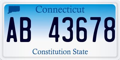 CT license plate AB43678