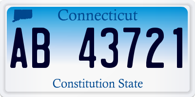 CT license plate AB43721