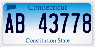 CT license plate AB43778