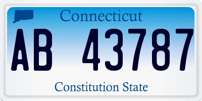 CT license plate AB43787