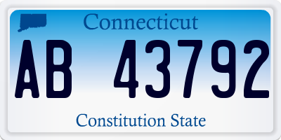 CT license plate AB43792