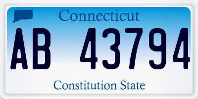 CT license plate AB43794