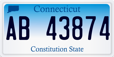 CT license plate AB43874