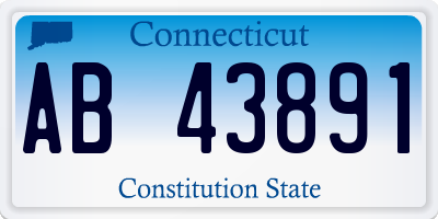 CT license plate AB43891
