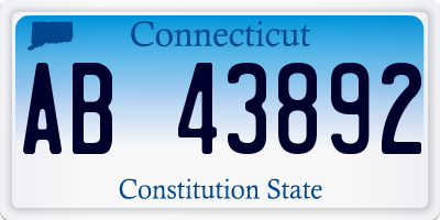 CT license plate AB43892