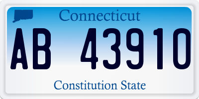 CT license plate AB43910