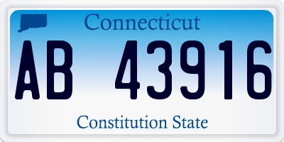 CT license plate AB43916
