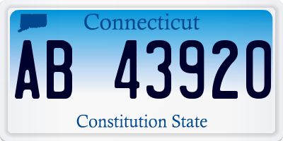 CT license plate AB43920