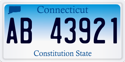 CT license plate AB43921