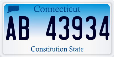 CT license plate AB43934