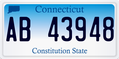 CT license plate AB43948