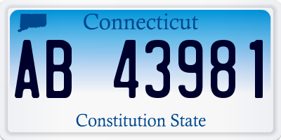 CT license plate AB43981