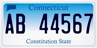 CT license plate AB44567