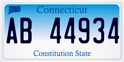 CT license plate AB44934