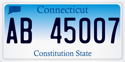 CT license plate AB45007