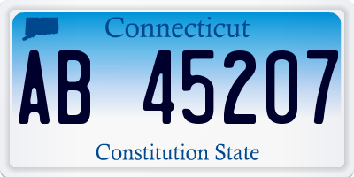 CT license plate AB45207