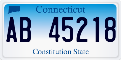 CT license plate AB45218