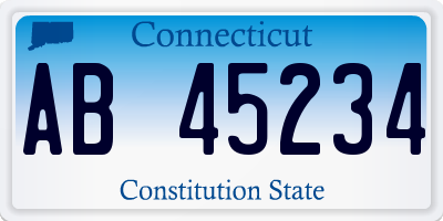 CT license plate AB45234