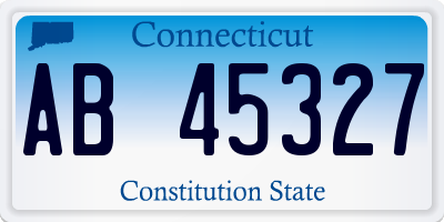 CT license plate AB45327