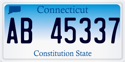CT license plate AB45337
