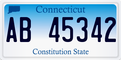 CT license plate AB45342