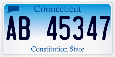 CT license plate AB45347