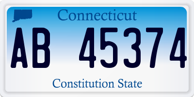 CT license plate AB45374