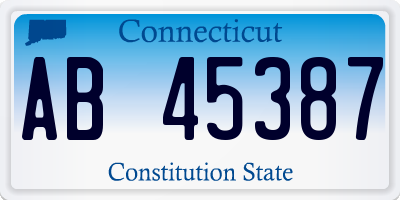 CT license plate AB45387