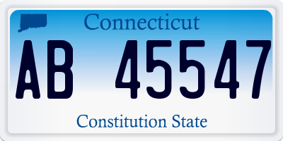 CT license plate AB45547