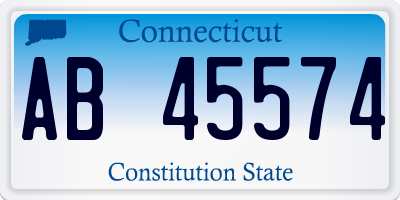 CT license plate AB45574