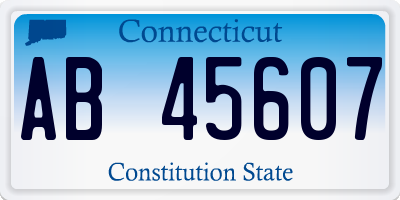 CT license plate AB45607