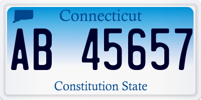 CT license plate AB45657