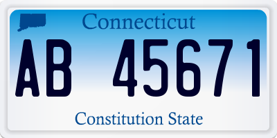 CT license plate AB45671