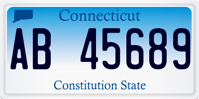 CT license plate AB45689